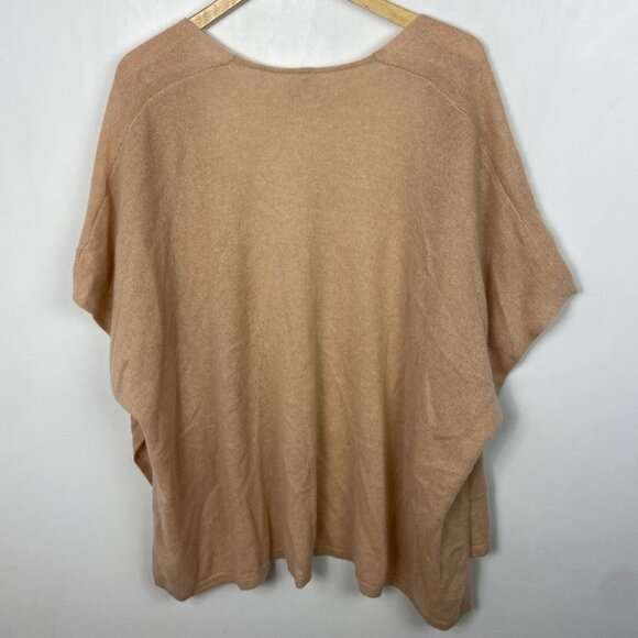 NEW Nordstrom 100% Cashmere Ruana Beige Tan Open Front Cardigan Pockets Minimal - Picture 11 of 13